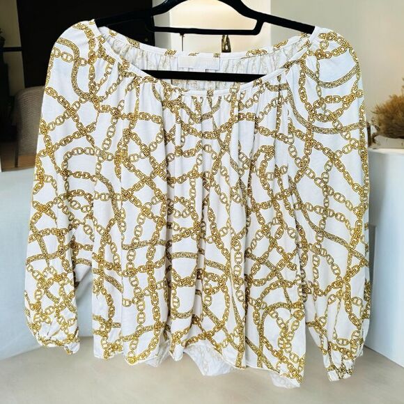 Michael Kors Gold Chain Blouse Top - Picture 2 of 5